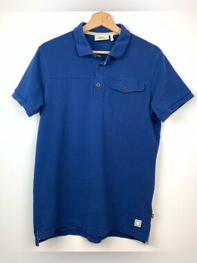 Fjallraven Mens Large Greenland Polo Shirt Blue Short Sleeve Golf 100% Cotton